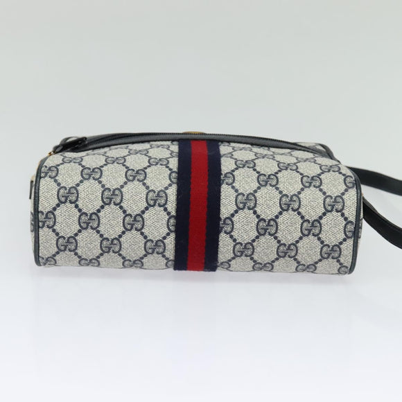 GUCCI GG Supreme Sherry Line Shoulder Bag PVC Navy Gold 98 02 004 Auth 123959