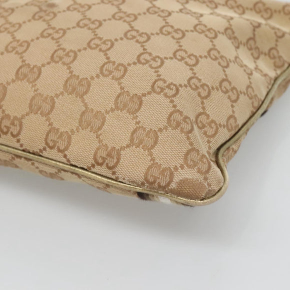 GUCCI GG Canvas Sherry Line Shoulder Bag Beige Black 144388 Auth 123961
