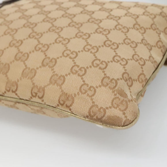 GUCCI GG Canvas Sherry Line Shoulder Bag Beige Black 144388 Auth 123961