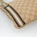 GUCCI GG Canvas Sherry Line Shoulder Bag Beige Black 144388 Auth 123961-16