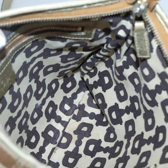 GUCCI GG Canvas Sherry Line Shoulder Bag Beige Black 144388 Auth 123961