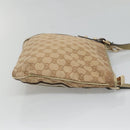 GUCCI GG Canvas Sherry Line Shoulder Bag Beige Black 144388 Auth 123961-3