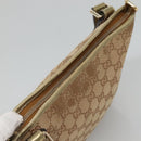GUCCI GG Canvas Sherry Line Shoulder Bag Beige Black 144388 Auth 123961-6