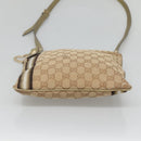 GUCCI GG Canvas Sherry Line Shoulder Bag Beige Black 144388 Auth 123961-5