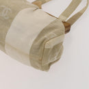 CHANEL Hand Bag Canvas Beige Gold CC Auth 123968-8