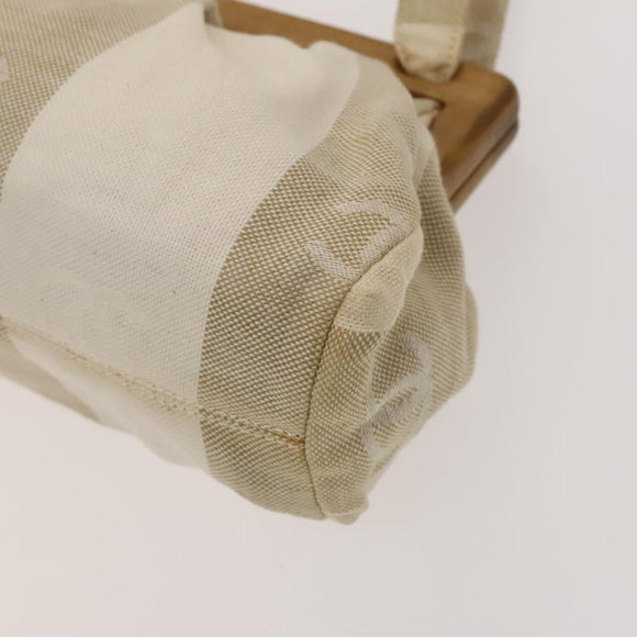 CHANEL Hand Bag Canvas Beige Gold CC Auth 123968