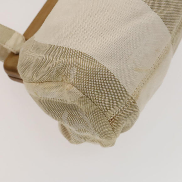 CHANEL Hand Bag Canvas Beige Gold CC Auth 123968