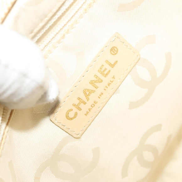 CHANEL Hand Bag Canvas Beige Gold CC Auth 123968