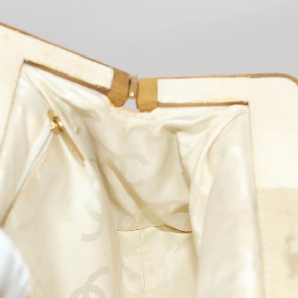 CHANEL Hand Bag Canvas Beige Gold CC Auth 123968