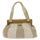 CHANEL Hand Bag Canvas Beige Gold CC Auth 123968-2