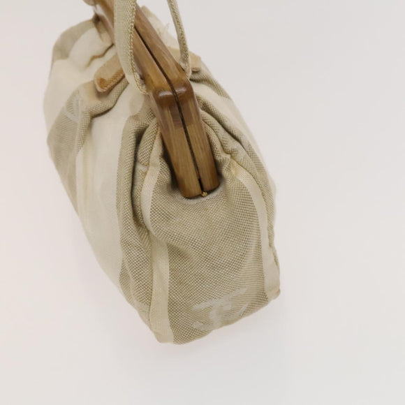 CHANEL Hand Bag Canvas Beige Gold CC Auth 123968
