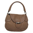 Salvatore Ferragamo Gancini Shoulder Bag Leather Brown Silver Auth 123976-1