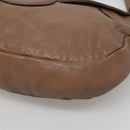 Salvatore Ferragamo Gancini Shoulder Bag Leather Brown Silver Auth 123976-10