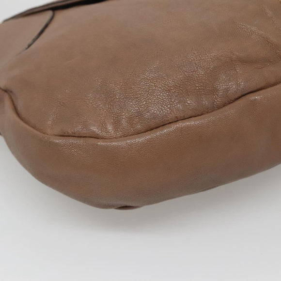 Salvatore Ferragamo Gancini Shoulder Bag Leather Brown Silver Auth 123976