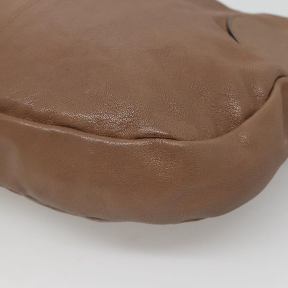 Salvatore Ferragamo Gancini Shoulder Bag Leather Brown Silver Auth 123976