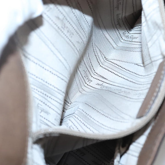 Salvatore Ferragamo Gancini Shoulder Bag Leather Brown Silver Auth 123976