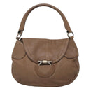 Salvatore Ferragamo Gancini Shoulder Bag Leather Brown Silver Auth 123976-2