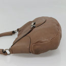 Salvatore Ferragamo Gancini Shoulder Bag Leather Brown Silver Auth 123976-4