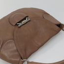 Salvatore Ferragamo Gancini Shoulder Bag Leather Brown Silver Auth 123976-6