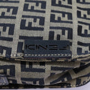 FENDI Zucchino Canvas Shoulder Bag Navy Silver Auth 123978-19