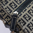 FENDI Zucchino Canvas Shoulder Bag Navy Silver Auth 123978-20