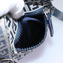FENDI Zucchino Canvas Shoulder Bag Navy Silver Auth 123978-21