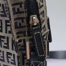 FENDI Zucchino Canvas Shoulder Bag Navy Silver Auth 123978-10