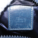 FENDI Zucchino Canvas Shoulder Bag Navy Silver Auth 123978-22