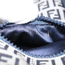 FENDI Zucchino Canvas Shoulder Bag Navy Silver Auth 123978-12