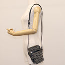 FENDI Zucchino Canvas Shoulder Bag Navy Silver Auth 123978-25