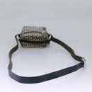 FENDI Zucchino Canvas Shoulder Bag Navy Silver Auth 123978-7