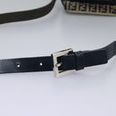 FENDI Zucchino Canvas Shoulder Bag Navy Silver Auth 123978-8