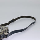 FENDI Zucchino Canvas Shoulder Bag Navy Silver Auth 123978-14