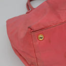 PRADA Tote Bag Nylon Pink Gold Auth 123981-14