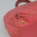 PRADA Tote Bag Nylon Pink Gold Auth 123981-16