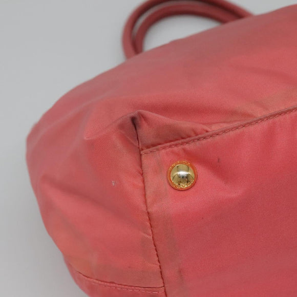 PRADA Tote Bag Nylon Pink Gold Auth 123981