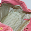 PRADA Tote Bag Nylon Pink Gold Auth 123981-18