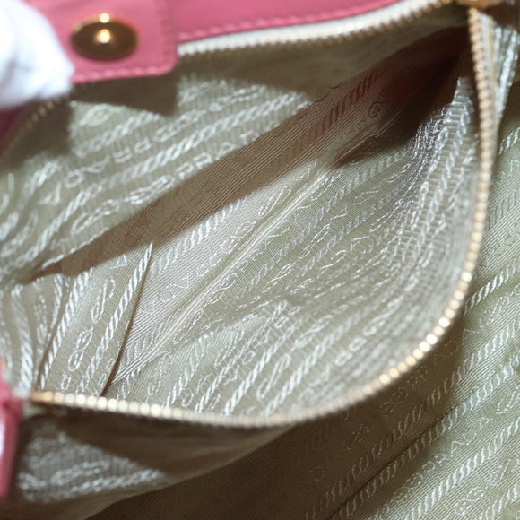PRADA Tote Bag Nylon Pink Gold Auth 123981