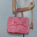 PRADA Tote Bag Nylon Pink Gold Auth 123981-22