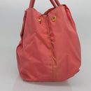 PRADA Tote Bag Nylon Pink Gold Auth 123981-4