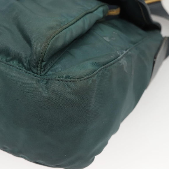 PRADA Shoulder Bag Nylon Green Gold Auth 123982