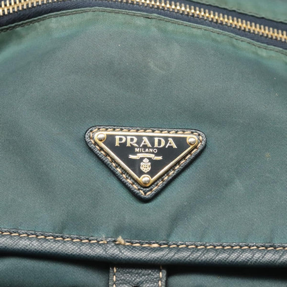 PRADA Shoulder Bag Nylon Green Gold Auth 123982