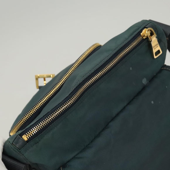 PRADA Shoulder Bag Nylon Green Gold Auth 123982