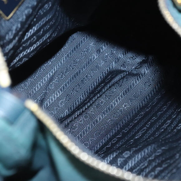 PRADA Shoulder Bag Nylon Green Gold Auth 123982