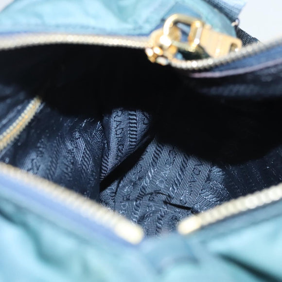 PRADA Shoulder Bag Nylon Green Gold Auth 123982