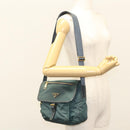 PRADA Shoulder Bag Nylon Green Gold Auth 123982-28