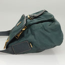 PRADA Shoulder Bag Nylon Green Gold Auth 123982-5