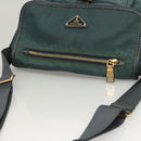 PRADA Shoulder Bag Nylon Green Gold Auth 123982-7