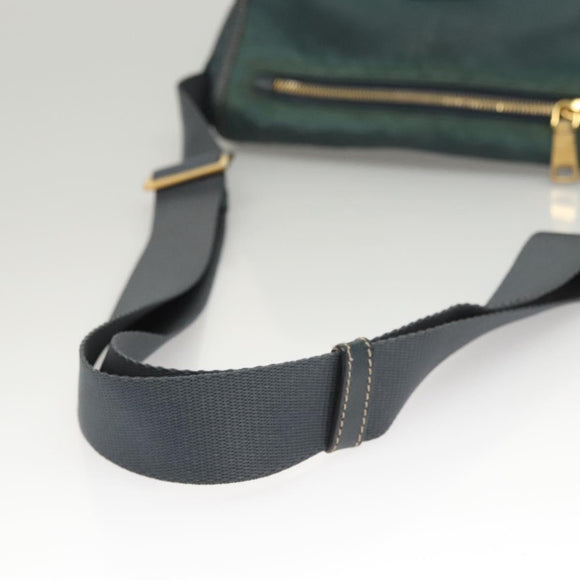 PRADA Shoulder Bag Nylon Green Gold Auth 123982