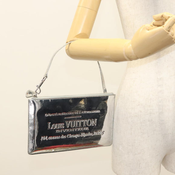 LOUIS VUITTON Monogram Miroir Pochette Platt Pouch Silver M95277 LV Auth 124039